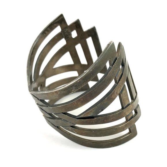 Vintage Sterling Silver 925 Mexico TH-55 Modernist Bracelet - Picture 3 of 3